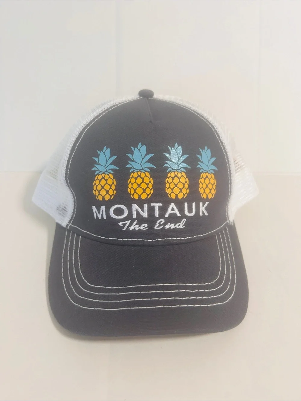 White pineapple Montauk Hamptons Mesh Hat - Size 7